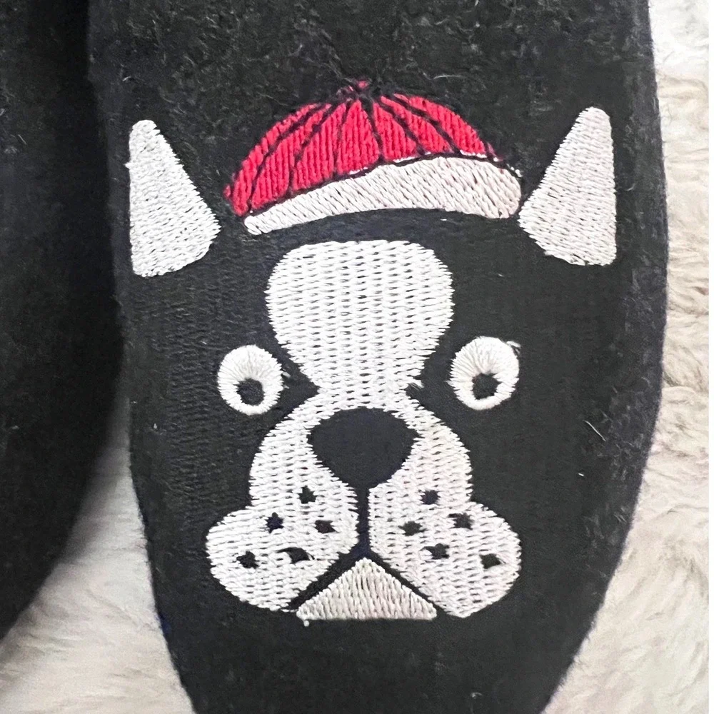 BOBS Skechers Boston Terrier, Black Expressive Design Memory Foam Flat Shoes W10